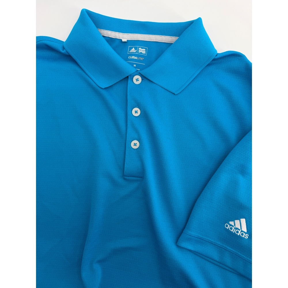 Adidas Climalite Mens Golf Polo Shirt Blue Short Sleeve Size Medium RN